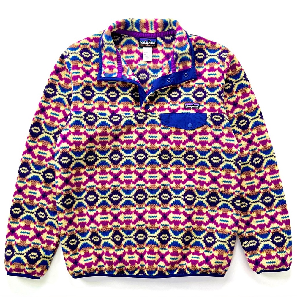 RARE Vintage Patagonia Purple Aztec Synchilla Snap-T Fleece Pullover Medium